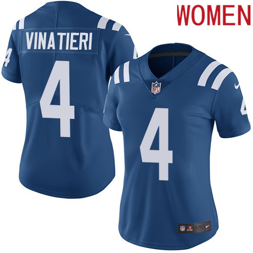 2019 Women Indianapolis Colts #4 Vinatieri blue Nike Vapor Untouchable Limited NFL Jersey